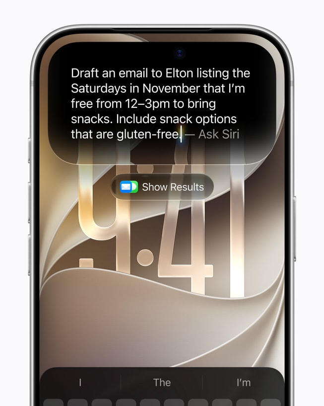 لقطة رسمية من آبل لواجهة Siri AI الجديد في iOS 27 مع فهم السياق الشخصي