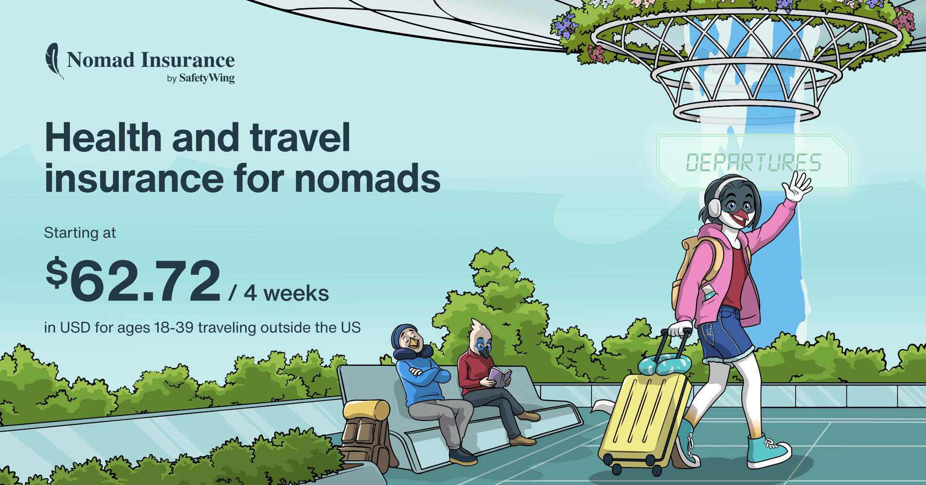 صورة رسمية من SafetyWing لباقة تأمين الرحّل الرقميين Nomad Insurance
