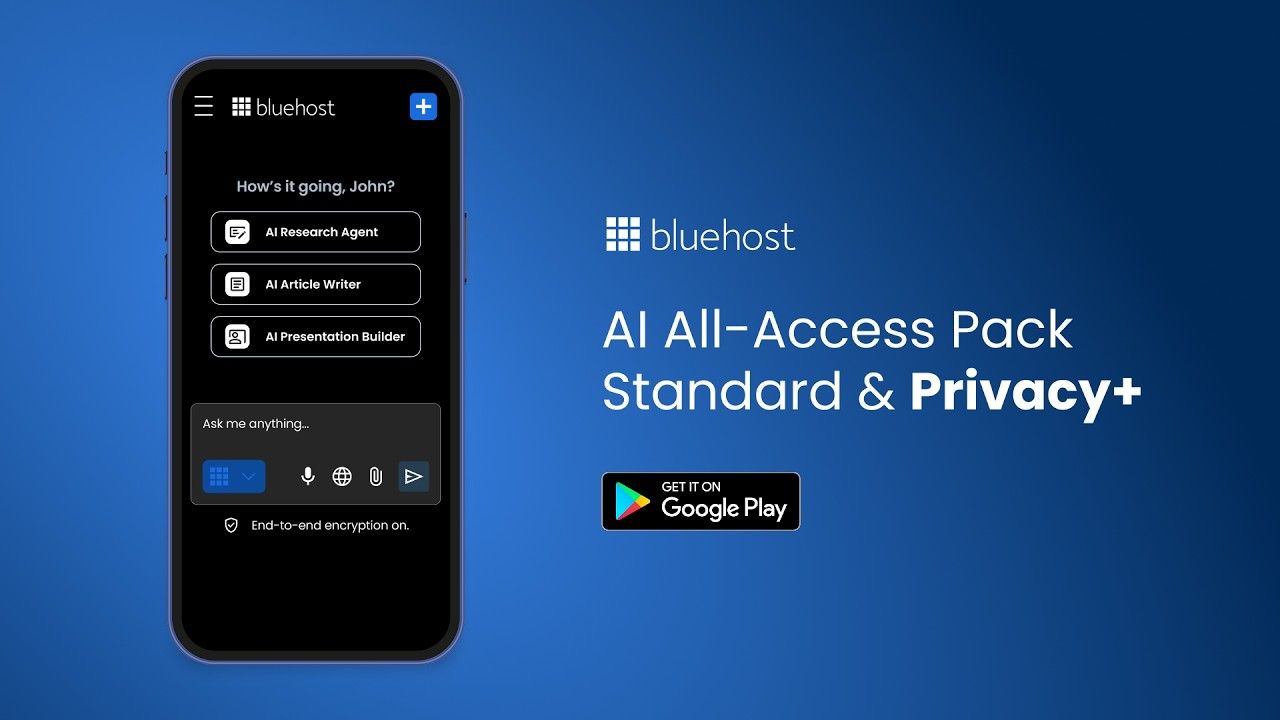 فيديو Bluehost الرسمي عن حزمة AI
