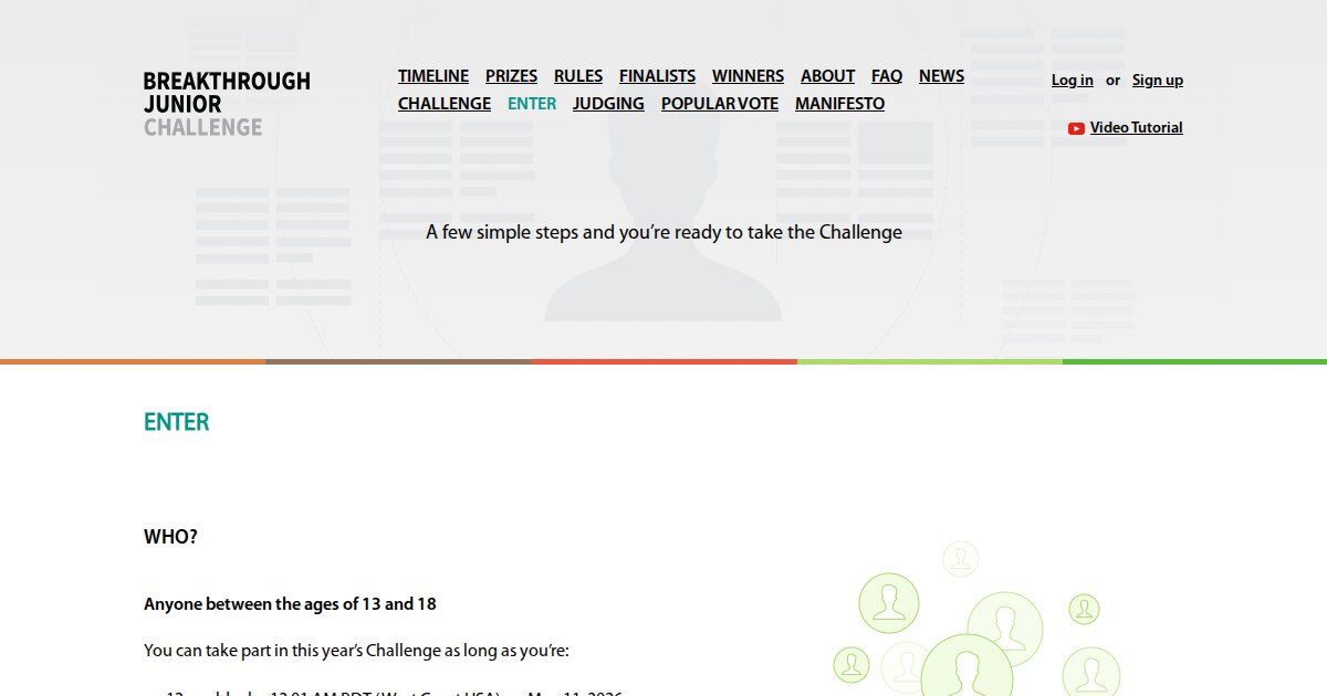 Official visual Official visual from Breakthrough Junior Challenge about Breakthrough Junior Challenge 2026