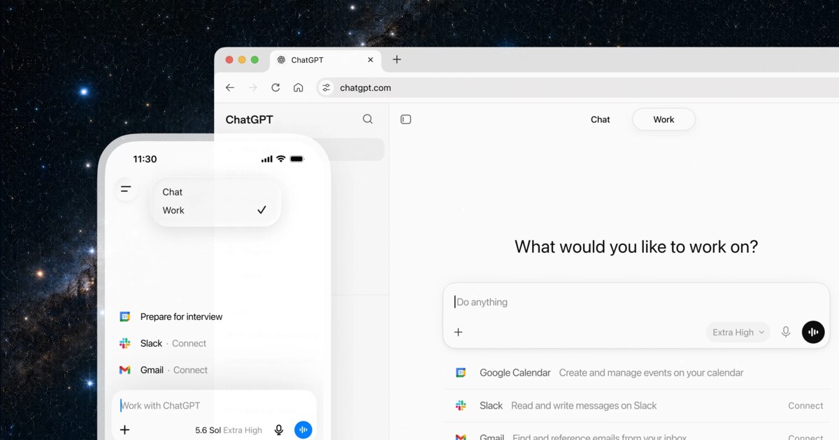 ChatGPT Work من OpenAI 2026: وكيل ينفذ مهام العمل عبر تطبيقاتك