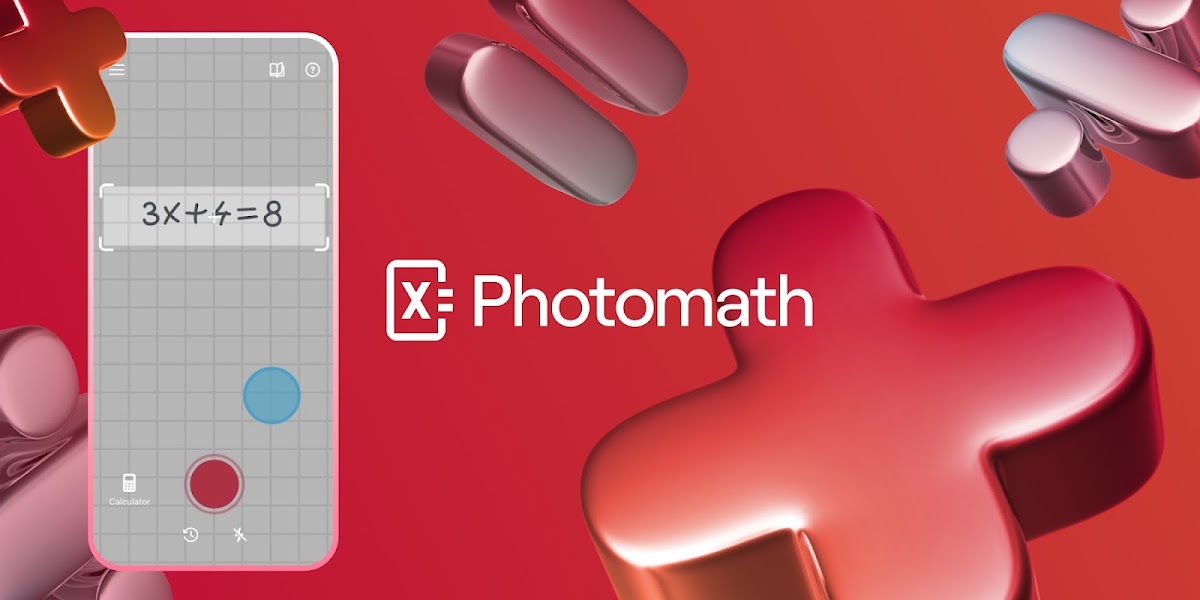 تطبيق Photomath يعرض خطوات الحل واجهة تطبيق Photomath أثناء حل مسألة رياضية خطوة بخطوة