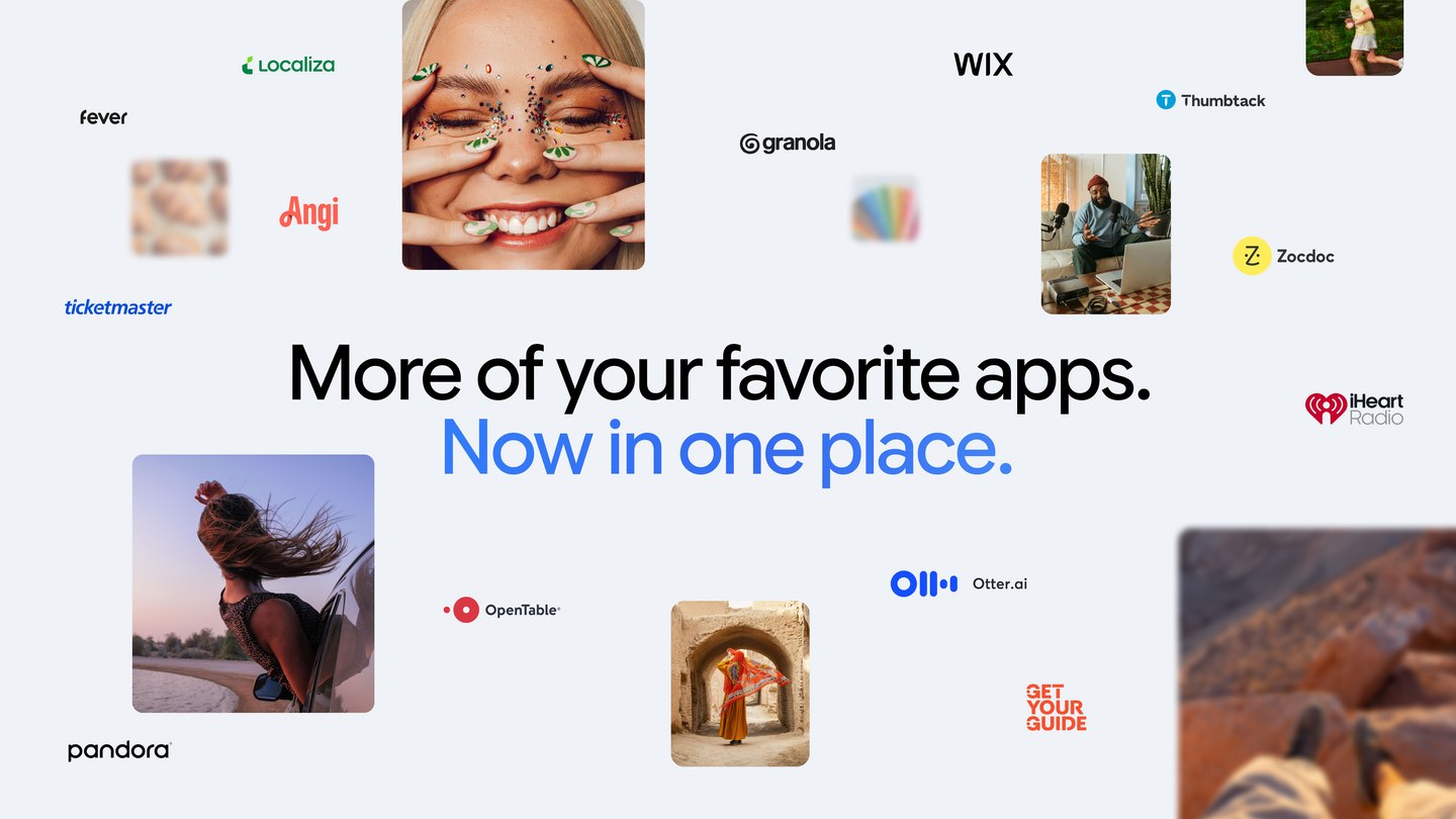 Official announcement image from Google's blog about new apps and services connecting to the Gemini assistant