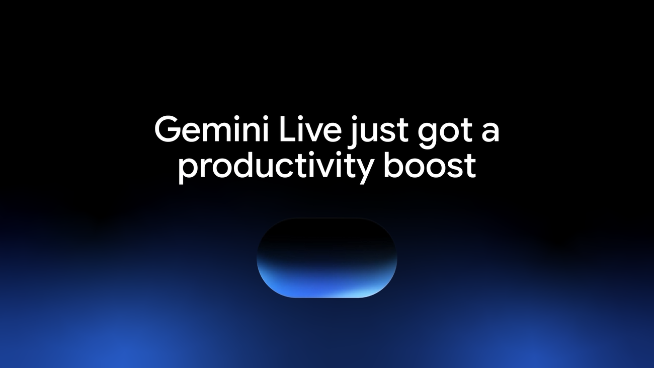 الصورة الرسمية لإعلان الترقية الإنتاجية في Gemini Live