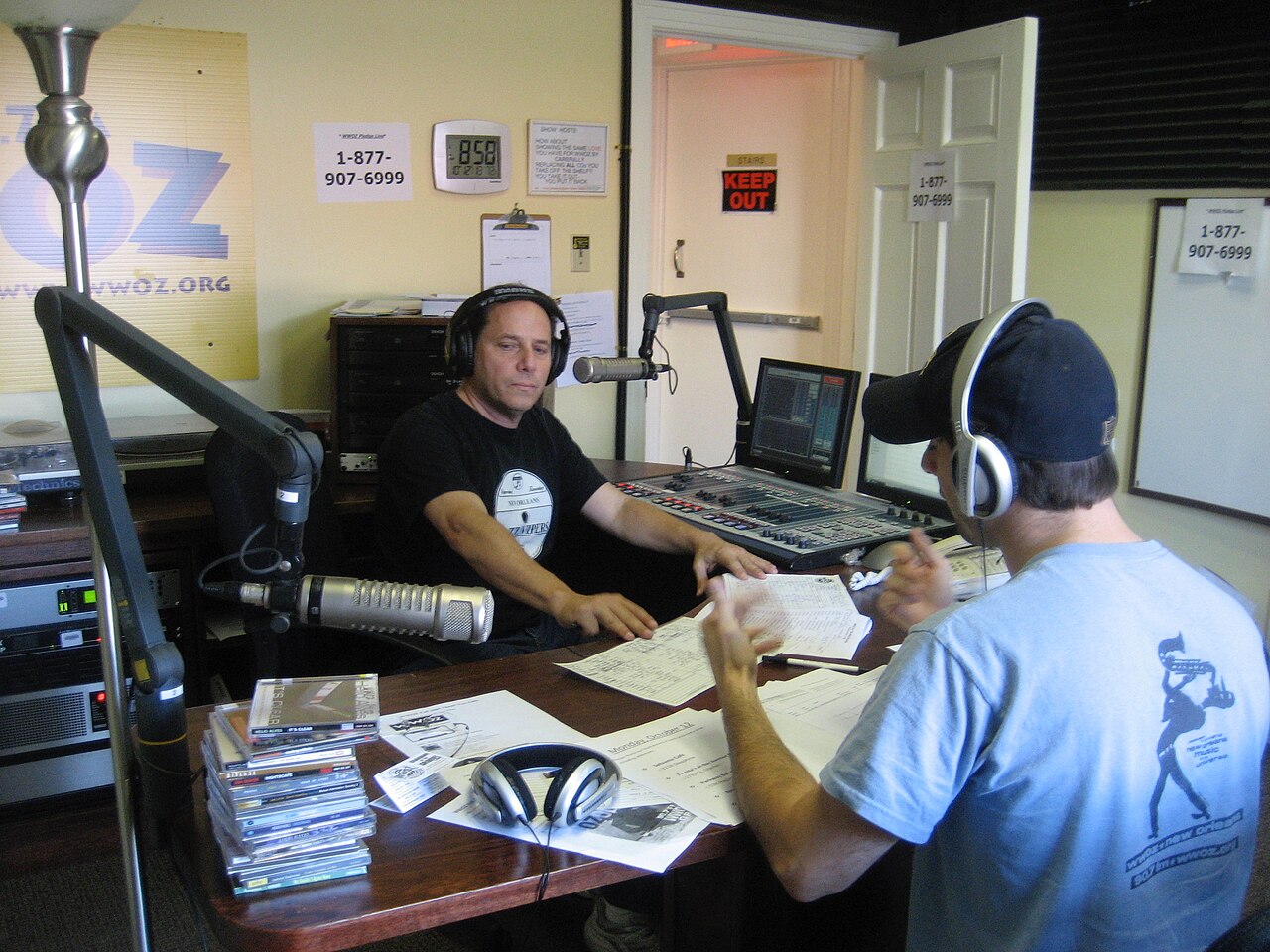 A radio studio with a professional microphone