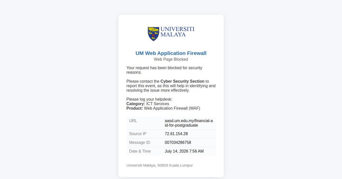 صورة رسمية من Universiti Malaya Academic Services Department حول منحة Universiti Malaya Bright 2027