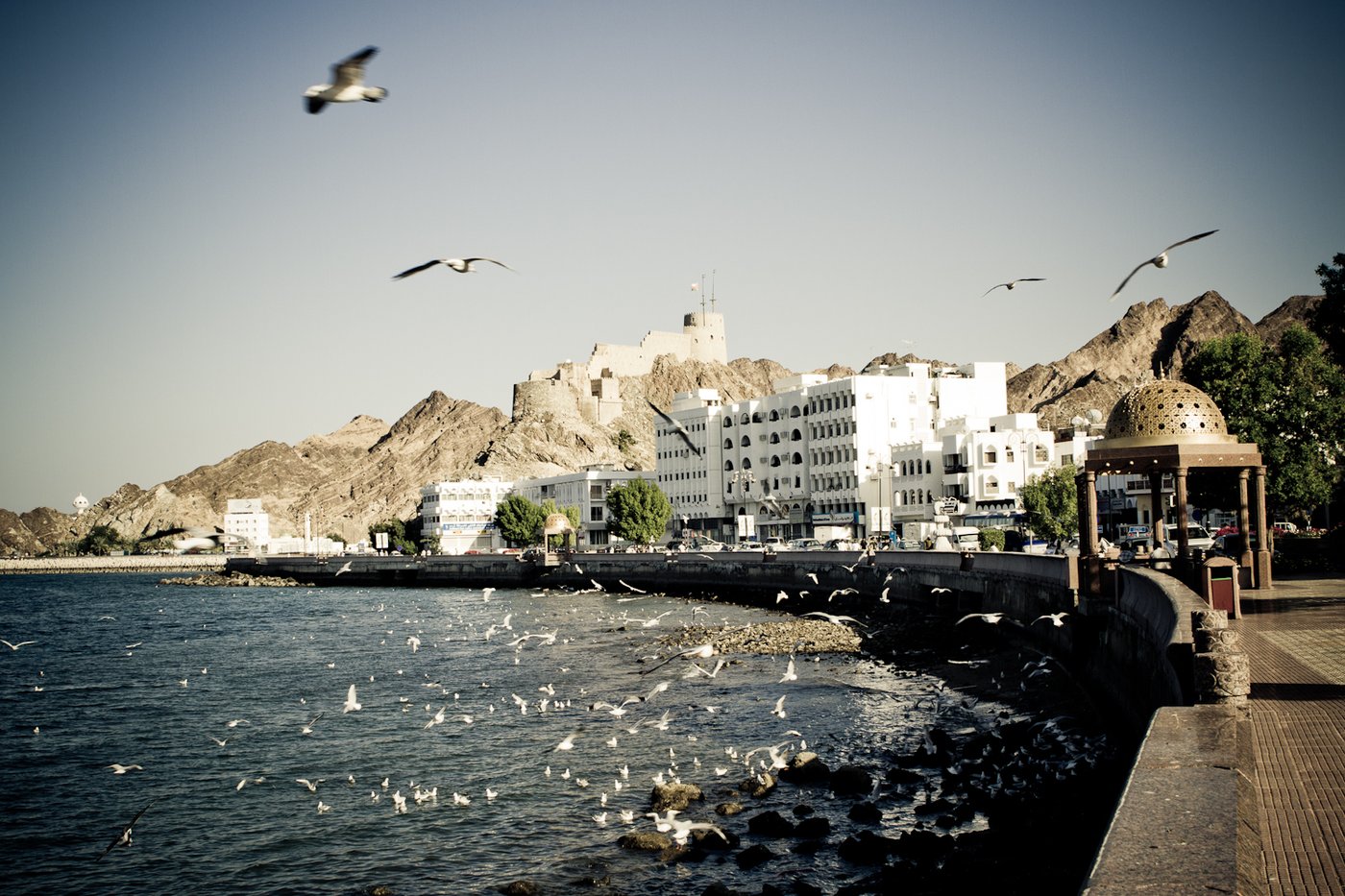 مشهد كورنيش مطرح في محافظة مسقط حيث تتوزع المناطق المسموح للأجانب التملك فيها