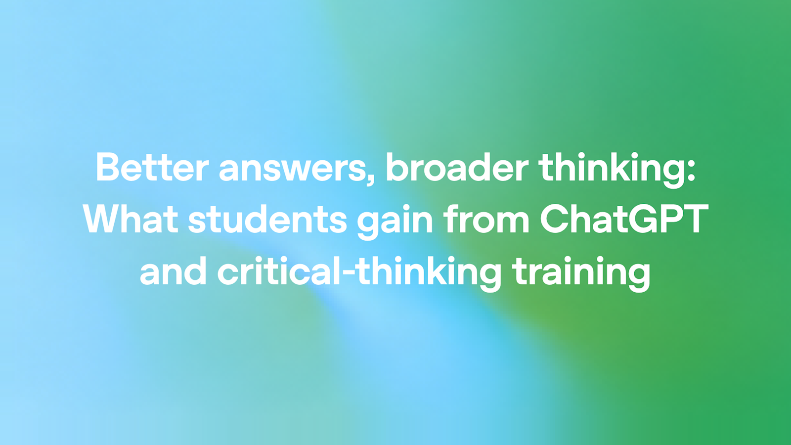 ChatGPT and Critical Thinking: What OpenAI's 1,053-Student Bocconi Study Actually Found