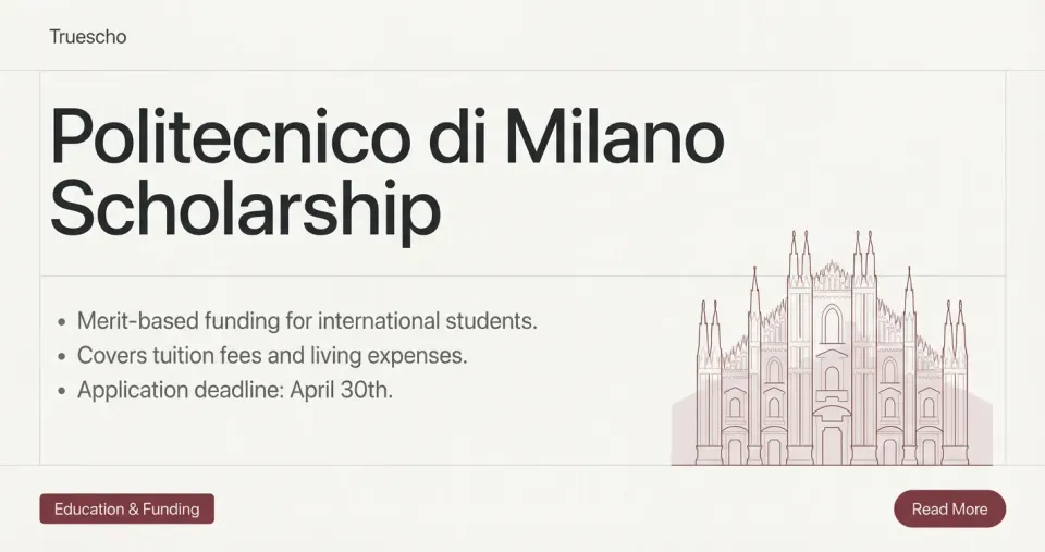 Politecnico di Milano 2026 — €10k + Tuition Waiver